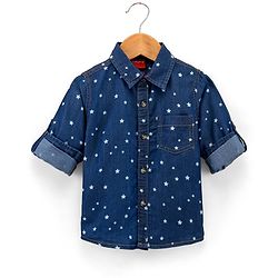 Babyhug Full Sleeves Denim Shirt Star Print - Blue
