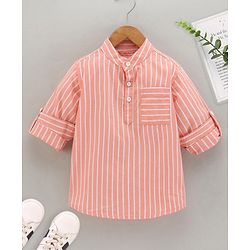 Babyhug Full Sleeves Striped Shirt - Orange