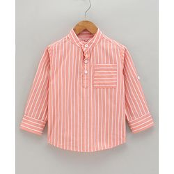 Babyhug Full Sleeves Striped Shirt - Orange