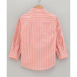 Babyhug Full Sleeves Striped Shirt - Orange