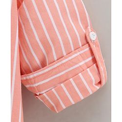 Babyhug Full Sleeves Striped Shirt - Orange