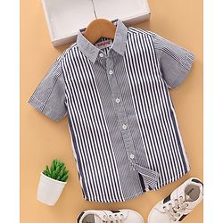 Babyhug Cotton Woven Half Sleeves Shirt Striped - Blue