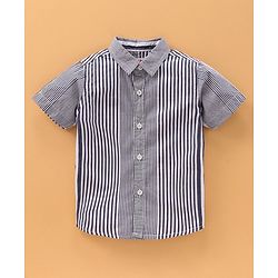 Babyhug Cotton Woven Half Sleeves Shirt Striped - Blue