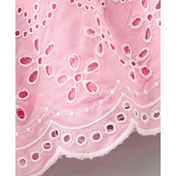 Babyhug Cotton Skirt With Lining & Schiffli Design Solid - Pink