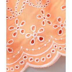 Babyhug Cotton Skirt With Lining & Schiffli Design Solid- Orange