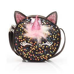 Babyhug Free Size Sling Bag With Sequin & Feather Detailing- Black