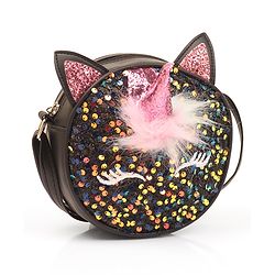 Babyhug Free Size Sling Bag With Sequin & Feather Detailing- Black
