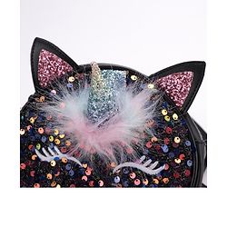 Babyhug Free Size Sling Bag With Sequin & Feather Detailing- Black