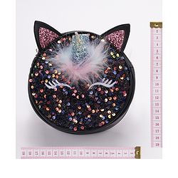 Babyhug Free Size Sling Bag With Sequin & Feather Detailing- Black