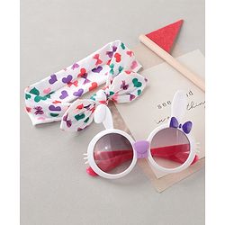 Babyhug Headband With Sunglasses Heart Print - White