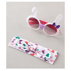 Babyhug Headband With Sunglasses Heart Print - White