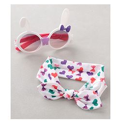 Babyhug Headband With Sunglasses Heart Print - White