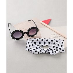 Babyhug Headband With Sunglasses Polka Dot Print - Black