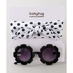 Babyhug Headband With Sunglasses Polka Dot Print - Black