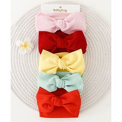 Babyhug Headbands Bow Applique   Free Size Headbands Pack of 5 - Red