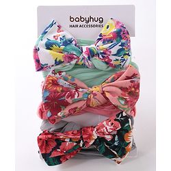 Babyhug Headbands With Bow Applique Floral Print Free Size Pack of 3 - Multicolor