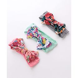 Babyhug Headbands With Bow Applique Floral Print Free Size Pack of 3 - Multicolor