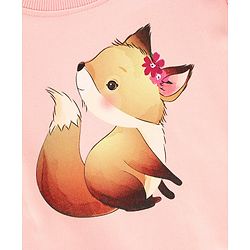 Babyhug Full Sleeves Sweatshirt With Fox Print And Sleeves Frill- Pink
