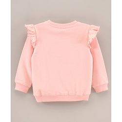 Babyhug Full Sleeves Sweatshirt With Fox Print And Sleeves Frill- Pink