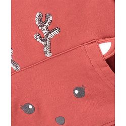 Babyhug Full Sleeves Knit Sweatshirt Deer & Sequin Applique - Brown