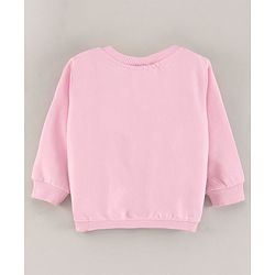 Babyhug Full Sleeves Knit Sweatshirt Text & Floral Print - Pink