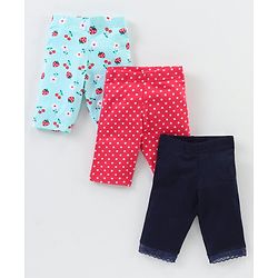 Babyhug Ankle Length Three Fourth Leggings Dot Print Pack Of 3 - Multicolor