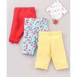 Babyhug Three Fourth Length Leggings Printed Pack of 3 - Multicolour