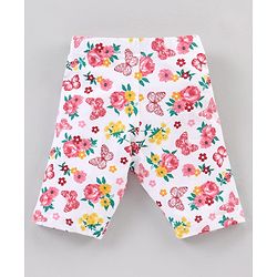 Babyhug Ankle Length Three Fourth Leggings Butterfly Print Pack Of 3 - Multicolor