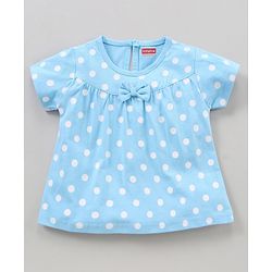 Babyhug Cotton Half Sleeves Night Suit Polka Dots Print - Blue