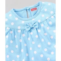 Babyhug Cotton Half Sleeves Night Suit Polka Dots Print - Blue