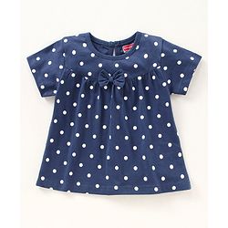 Babyhug Half Sleeves Top & Shorts Set Polka Print - Navy Blue
