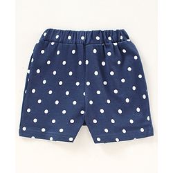 Babyhug Half Sleeves Top & Shorts Set Polka Print - Navy Blue