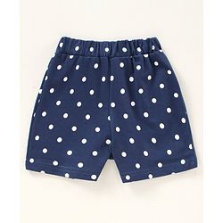 Babyhug Half Sleeves Top & Shorts Set Polka Print - Navy Blue