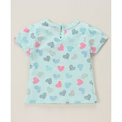 Babyhug 100% Cotton Half Sleeves Night Suit Heart Patch - Blue