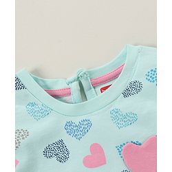 Babyhug 100% Cotton Half Sleeves Night Suit Heart Patch - Blue