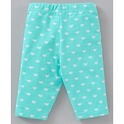 Babyhug Three Fourth Length Cotton Knit Leggings Stripes & Heart Print Pack of 3 - Multicolour