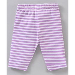 Babyhug Three Fourth Length Cotton Knit Leggings Stripes & Heart Print Pack of 3 - Multicolour