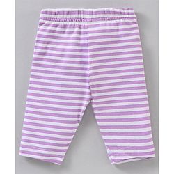 Babyhug Three Fourth Length Cotton Knit Leggings Stripes & Heart Print Pack of 3 - Multicolour