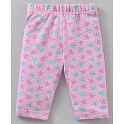 Babyhug Three Fourth Length Cotton Knit Leggings Stripes & Heart Print Pack of 3 - Multicolour