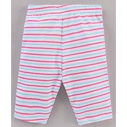 Babyhug Three Fourth Length Lycra Leggings  With Stretch Striped Pack Of 3 - Pink