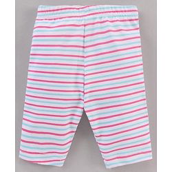 Babyhug Three Fourth Length Lycra Leggings  With Stretch Striped Pack Of 3 - Pink