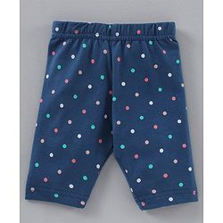 Babyhug Three Fourth Lycra Knit Striped & Heart Print Baby Leggings Pack of 3 - Multicolour