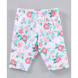 Babyhug Three Fourth Lycra Knit Striped & Heart Print Baby Leggings Pack of 3 - Multicolour