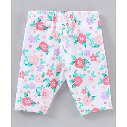 Babyhug Three Fourth Lycra Knit Striped & Heart Print Baby Leggings Pack of 3 - Multicolour
