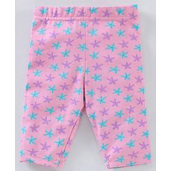 Babyhug Three Fourth Lycra Knit Flower Print Baby Leggings Pack Of 3 - Multicolour