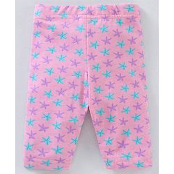 Babyhug Three Fourth Lycra Knit Flower Print Baby Leggings Pack Of 3 - Multicolour