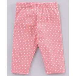 Babyhug Cotton Knit Three Fourth Length Leggings Polka Dots And Solid Pack of 3 - Pink Light Blue & White