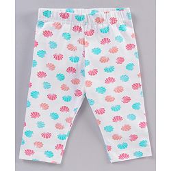 Babyhug Cotton Knit Three Fourth Length Leggings Polka Dots And Solid Pack of 3 - Pink Light Blue & White