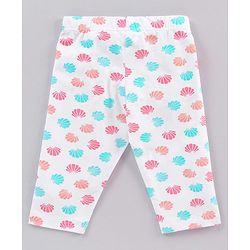 Babyhug Cotton Knit Three Fourth Length Leggings Polka Dots And Solid Pack of 3 - Pink Light Blue & White