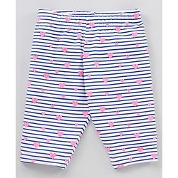 Babyhug Cotton Knit Three Fourth Length Leggings Solid & Multi Print Pack of 3 - Multicolour